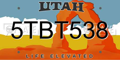 5TBT538 Utah License Plate