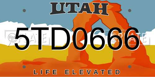 5TD0666 Utah License Plate
