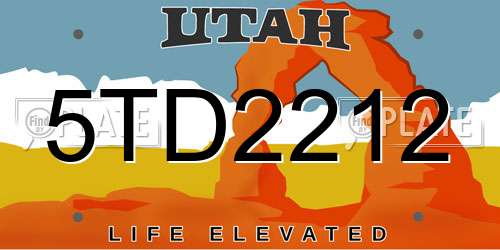 5TD2212 Utah License Plate