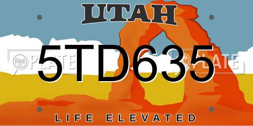 5TD635 Utah License Plate
