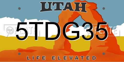 5TDG35 Utah License Plate