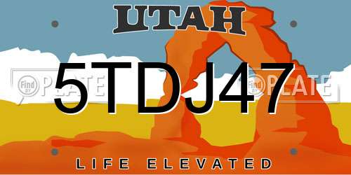 5TDJ47 Utah License Plate