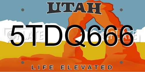 5TDQ666 Utah License Plate