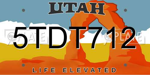 5TDT712 Utah License Plate
