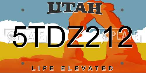 5TDZ212 Utah License Plate