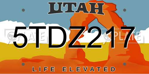 5TDZ217 Utah License Plate