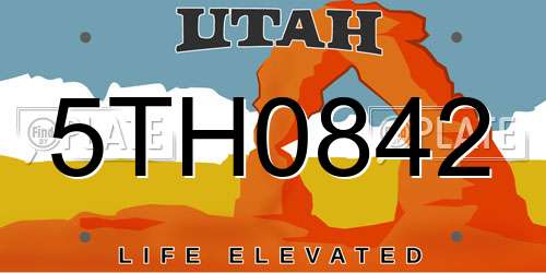 5TH0842 Utah License Plate