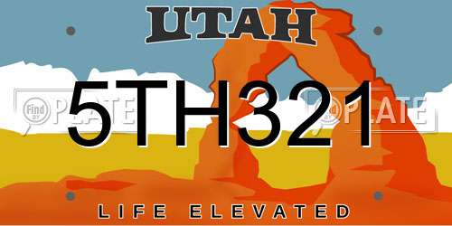 5TH321 Utah License Plate