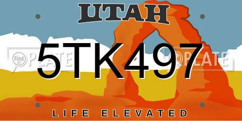 5TK497 Utah License Plate