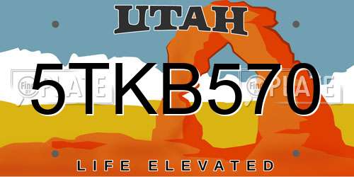 5TKB570 Utah License Plate