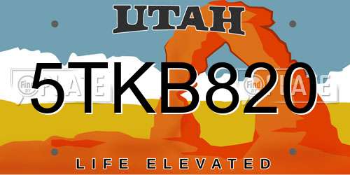 5TKB820 Utah License Plate