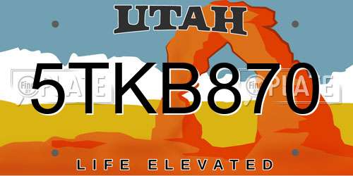 5TKB870 Utah License Plate