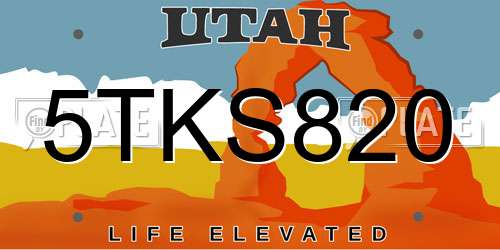 5TKS820 Utah License Plate