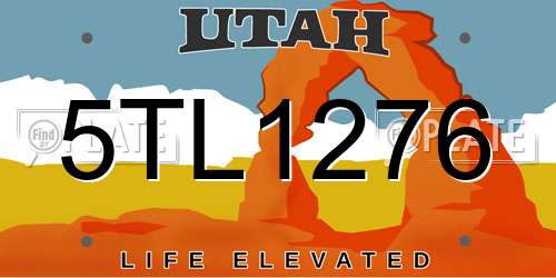 5TL1276 Utah License Plate