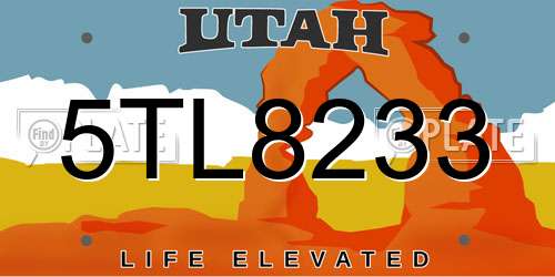 5TL8233 Utah License Plate