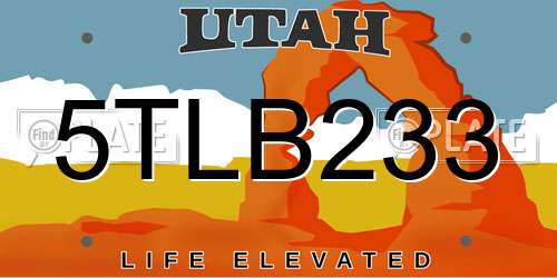 5TLB233 Utah License Plate