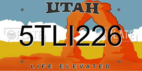5TLI226 Utah License Plate