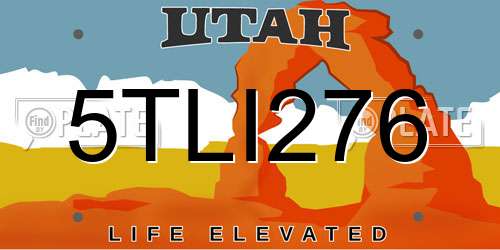 5TLI276 Utah License Plate