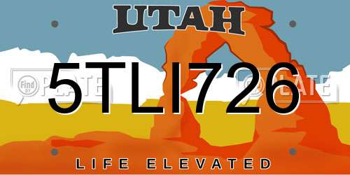 5TLI726 Utah License Plate