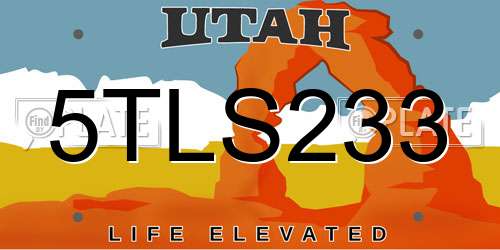 5TLS233 Utah License Plate