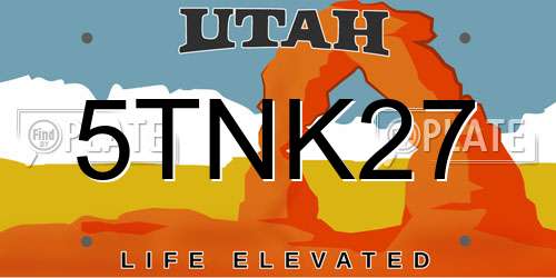 5TNK27 Utah License Plate