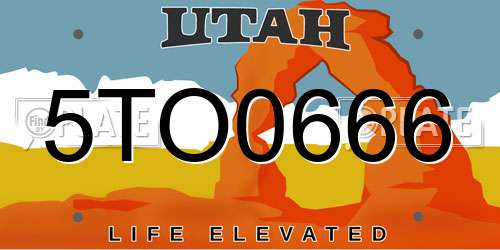 5TO0666 Utah License Plate