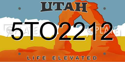 5TO2212 Utah License Plate
