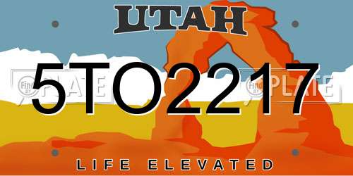 5TO2217 Utah License Plate
