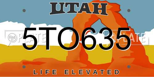 5TO635 Utah License Plate