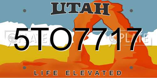 5TO7717 Utah License Plate