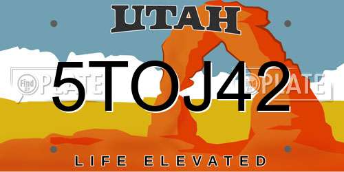 5TOJ42 Utah License Plate