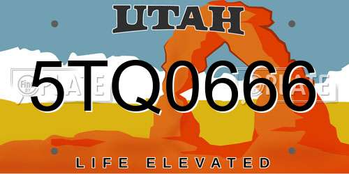 5TQ0666 Utah License Plate