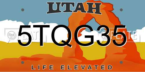 5TQG35 Utah License Plate