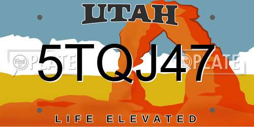 5TQJ47 Utah License Plate