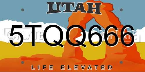 5TQQ666 Utah License Plate