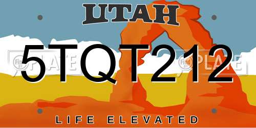 5TQT212 Utah License Plate