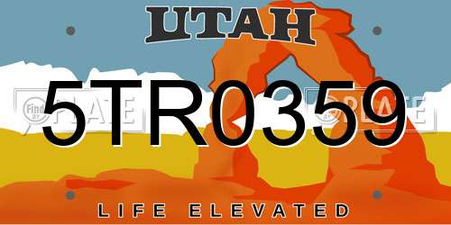 5TR0359 Utah License Plate