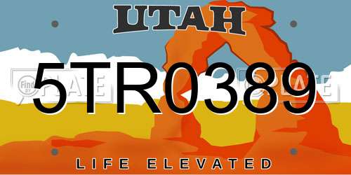 5TR0389 Utah License Plate