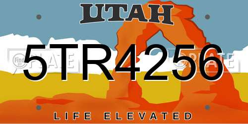 5TR4256 Utah License Plate