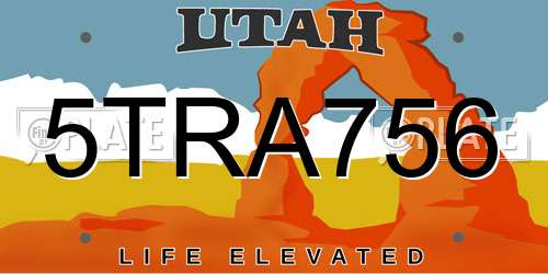 5TRA756 Utah License Plate