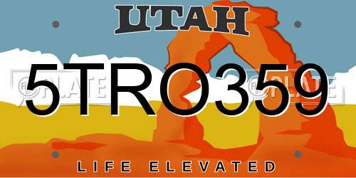 5TRO359 Utah License Plate