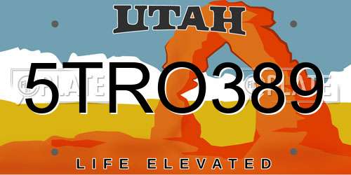 5TRO389 Utah License Plate