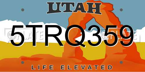 5TRQ359 Utah License Plate