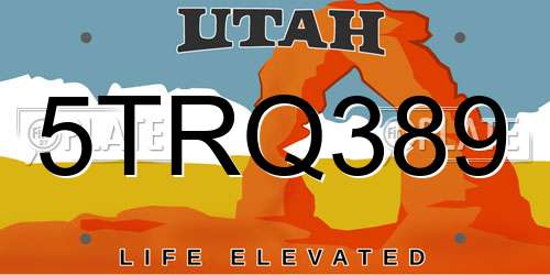 5TRQ389 Utah License Plate