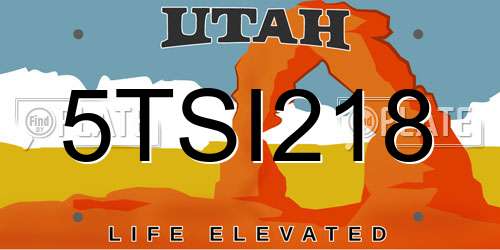 5TSI218 Utah License Plate
