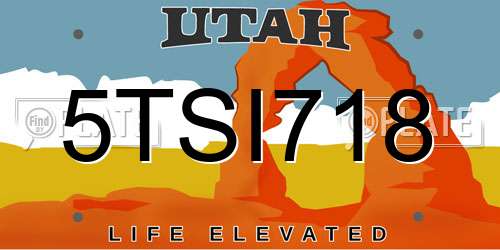 5TSI718 Utah License Plate