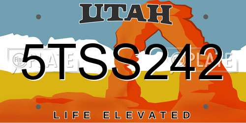 5TSS242 Utah License Plate