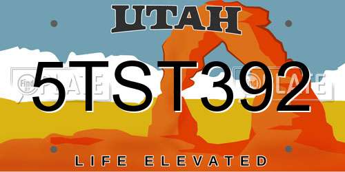 5TST392 Utah License Plate