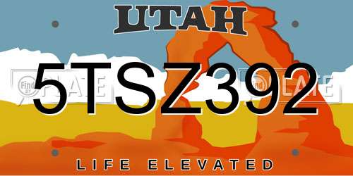 5TSZ392 Utah License Plate