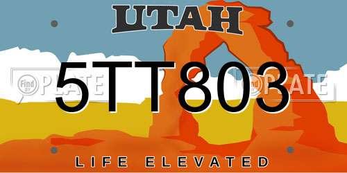 5TT803 Utah License Plate